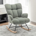 SAETSFEG Rocking Chair Nursery Teddy Upholstered Glider Rocker Rocking Accent Chair Padded Seat with High Backrest Armchair Comfy Side Chair for Living Room Bedroom Offices (Green Teddy)