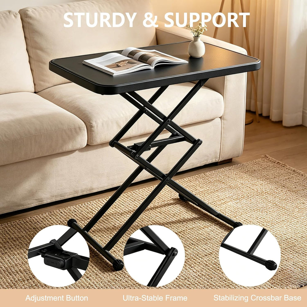 Small Folding Table, Height Adjustable in 2 Seconds with 4 Settings, Ultra-Th...