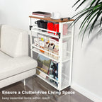 2025 New, Slim Kitchen Storage Cart, 3 Tier Metal Rolling Utility Cart Mesh Basket, Multifunction Wire Basket Shelf Trolley for Home Laundry, Bathroom, Living Room, White