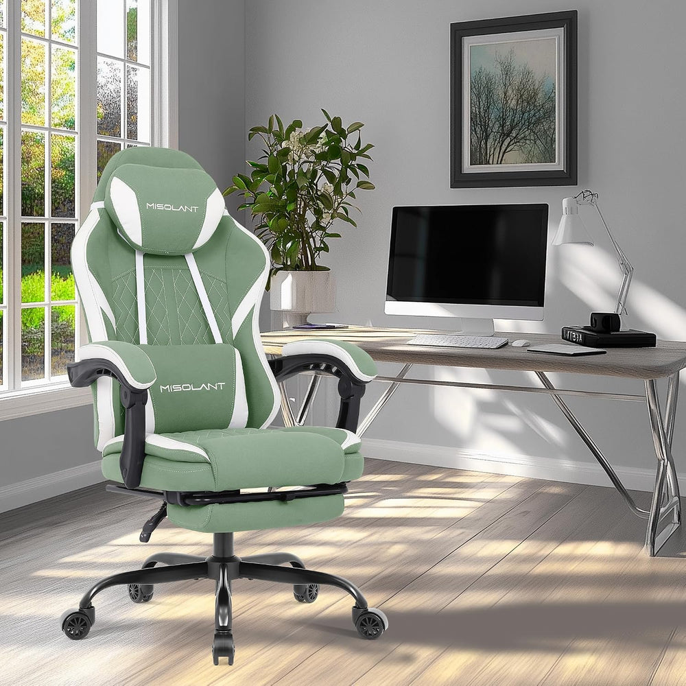 Misolant Gaming Chair, Fabric Gamer Chair with footrest for Adults, High Back...