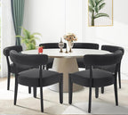 Modern Black Dining Chairs Set of 6, Faux Leather Upholstered Kitchen & Dining Room Chairs, Mid Century Modern Wooden Dining Chairs Oversized Sturdy Rounded Chairs Curved Back