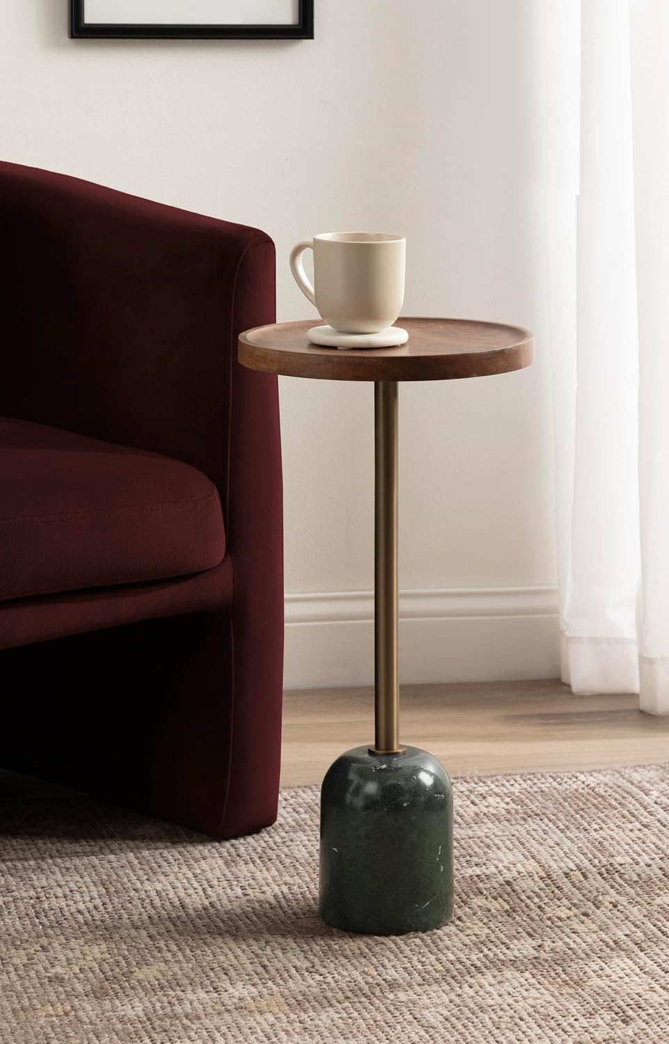 Kate and Laurel Shorrock Round Mango Wood Side Table, 12 x 12 x 24, Walnut Br...