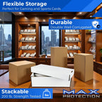 Max Protection 2 Row Card Storage Box - Toploader Storage Boxes - 1 Count | Made in USA, Cardboard, Shoe Style, White Corrugated, 200 Lb Test, Holds 1600+ Trading Sports Baseball Collectible
