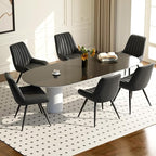 Modern Dining Chairs Set of 6,Upholstered Dining Room Chairs with Thick Cushions,Fabric Comfy Dining Chairs with Metal Legs for Dining Room Black