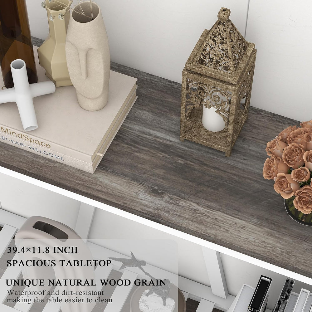 Entryway Table, 39" Farmhouse Console Table with Shelf Narrow Foyer Tabl...