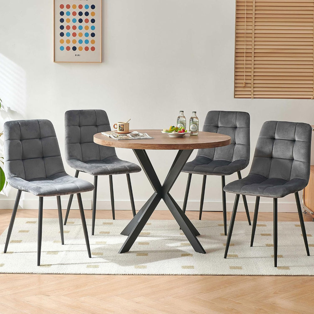 37-Inch Compact Round Kitchen Dining Room Table Chairs Set for 4