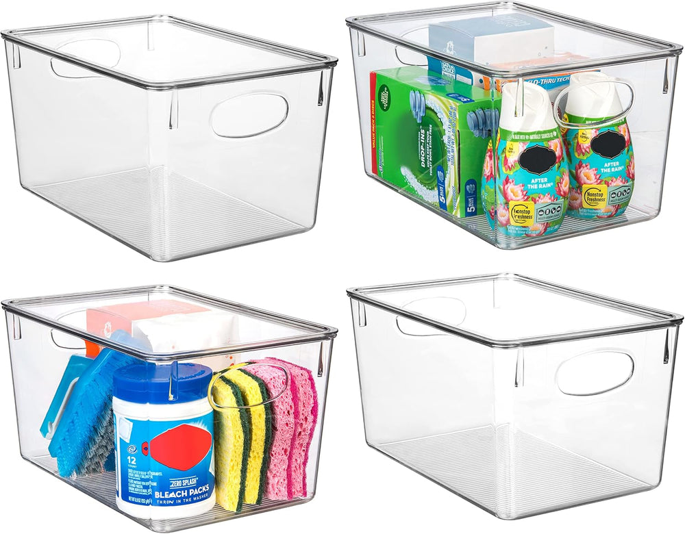 CLEARSPACE Plastic Storage Bins With lids – Perfect Kitchen Fridge Organizer,...