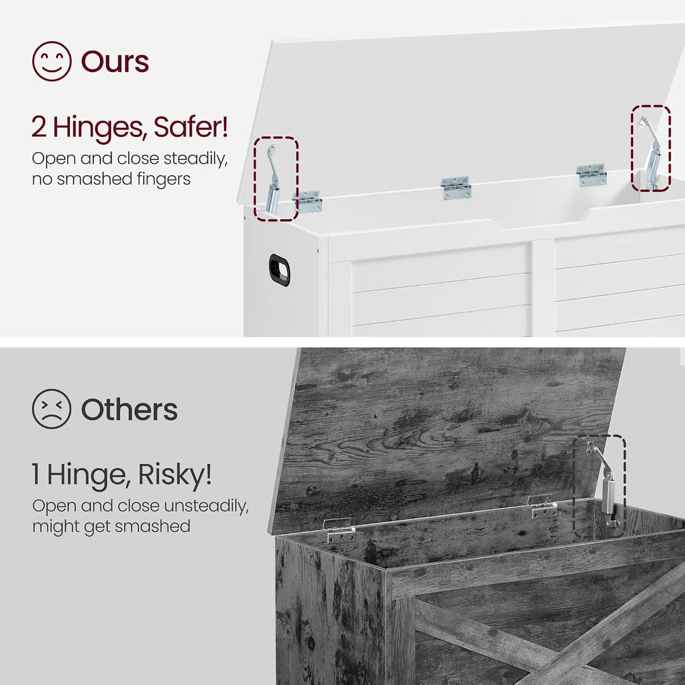 VASAGLE Storage Chest, 39.4 Inches Width Bench with 2 Safety Hinges | Farmhou...