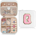 Parima Jewelry Organizer Box, Small Jewelry Box for Women Girls Initial Q Travel Jewelry Case Small Jewelry Organizer Box Travel Jewelry Case Jewelry Box Organizer - Letter Q, White