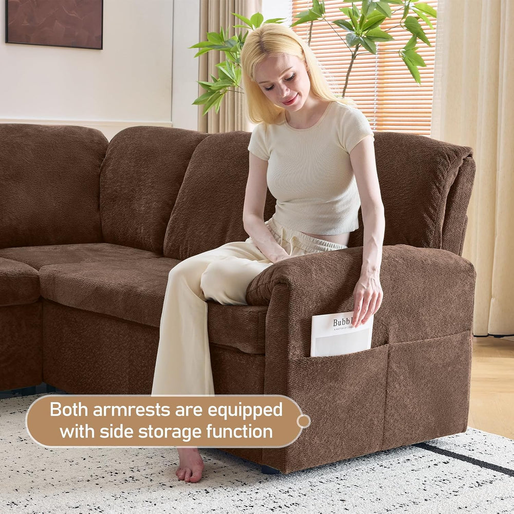 VINGLI Sectional Sleeper Sofa with Pull Out Couch Bed, 111 Inch U-Shaped Conv...