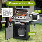 NUUK Grill Table with Storage Cabinet, Outdoor Bar Cart Pizza Oven Table with Wheels, Stainless Steel Top Kitchen Island 20" x 30" Rolling Prep Station for Indoor, BBQ, Deck, Backyard