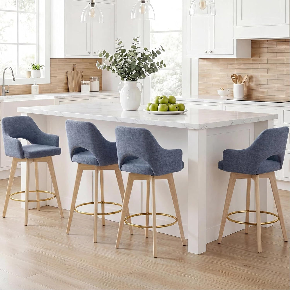Zesthouse Swivel Counter Stools Set of 4, Wooden Counter Height Bar Stools | ...
