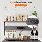 Sweetcrispy Kitchen Bakers Rack with Power Outlet, 24" Microwave Oven Stand with Adjustable Storage Shelf for Kitchen Organization, Coffee Bar Station, Small Apartment, Counter Space Saving, Grey