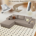 96" Modular Sectional Couch, Boneless L Shaped Cloud Sofa with Chaise Lounge, Corduroy Upholstered Couches Memory Foam Deep Seat, No Assembly Required, Ideal for Living Room(Camel, Left Facing)