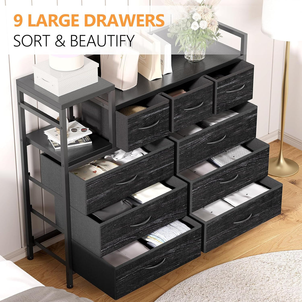 Jojoka TV Stand with Charging Station, Bedroom Dresser for Living Room TV Sta...