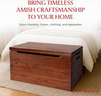 Amish Made Wooden Storage Chest Trunk Box with Lid and Handles for Bedroom, Blanket, Clothes, Anti-Slam Hinges, Handmade, Rustic, Oak Wood, Michaels Stain, 42"