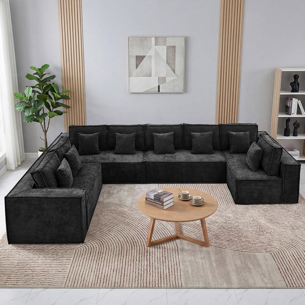 167'' Chenille U Shaped Couch, Oversized Modular Sectional 8 Seater S...