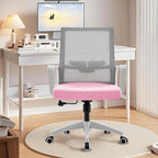 Office Chair ergonomically Designed with Breathable mesh backrest and Lumbar Support Adjustable Height Suitable for Offices Homes bedrooms Study Rooms Pink