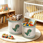 Cute Nursery Bin, Baby Toy Organizer (13.8"x13.8"), Storage Basket for Organizing, Woven Rope Basket for Shelves, Cute Baskets with Handle for Nursery, Playroom (Dinosaur, Large)