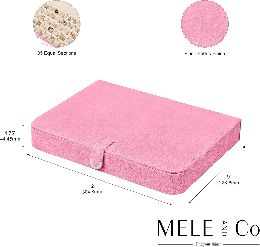 Mele and Co Cameron Plush Fabric Jewelry Box in Pink