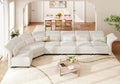 LLappuil L Shaped Curved Sectional Sofa with Storage & Extra Large Hexagon Seat, Beige Corduroy Modular Sectional Sofa for Living Room with Adjustable Arms & Backs, 6 Seat