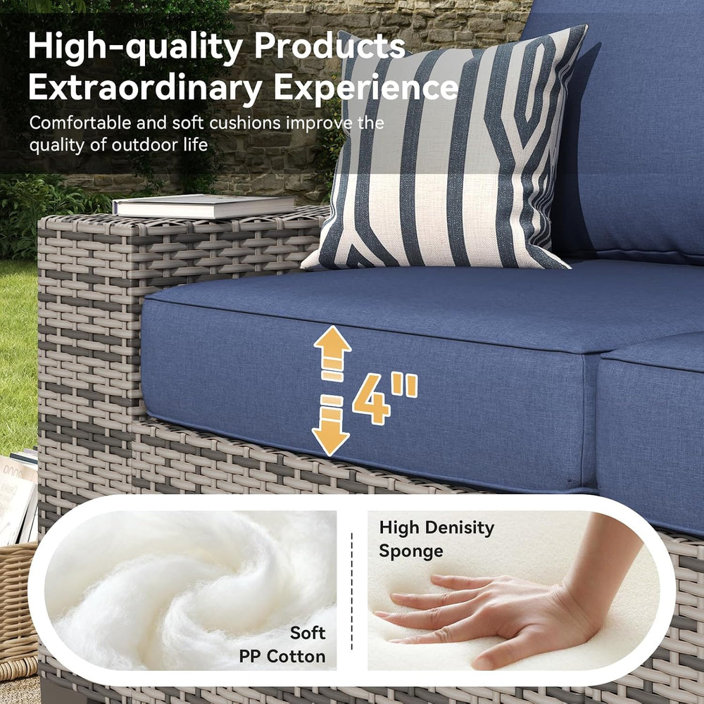 Aoxun 10-Piece Sectional Sofa with 44" Fire Pit, 4" Thicken Cushion...