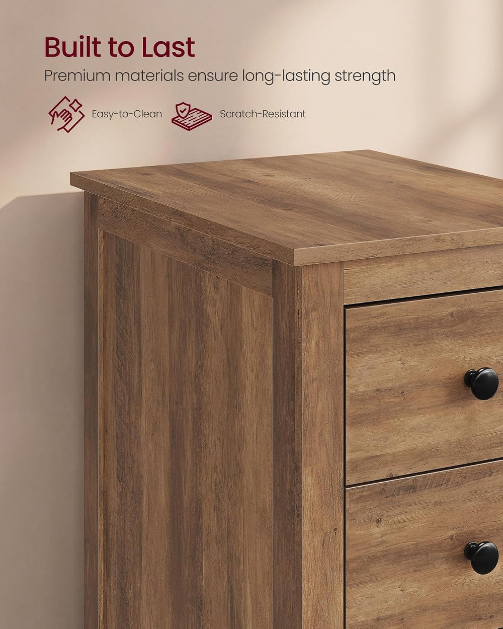VASAGLE LIRY Collection-Farmhouse Nightstand with 3 Drawers, Slim Side End Ta...