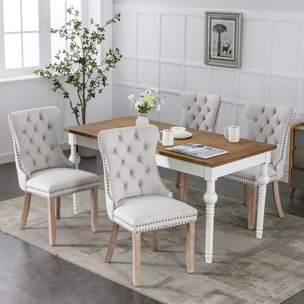 Ball & Cast Contemporary Upholstered Dining Chairs Set of 2, Button Tufte...
