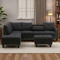 3-Piece L-Shaped Modular Sofa – Convertible Sectional Couch with Movable Chaise & Storage Ottoman, Multi-Scene Use for Living Room, Apartment & Office, Black Grey
