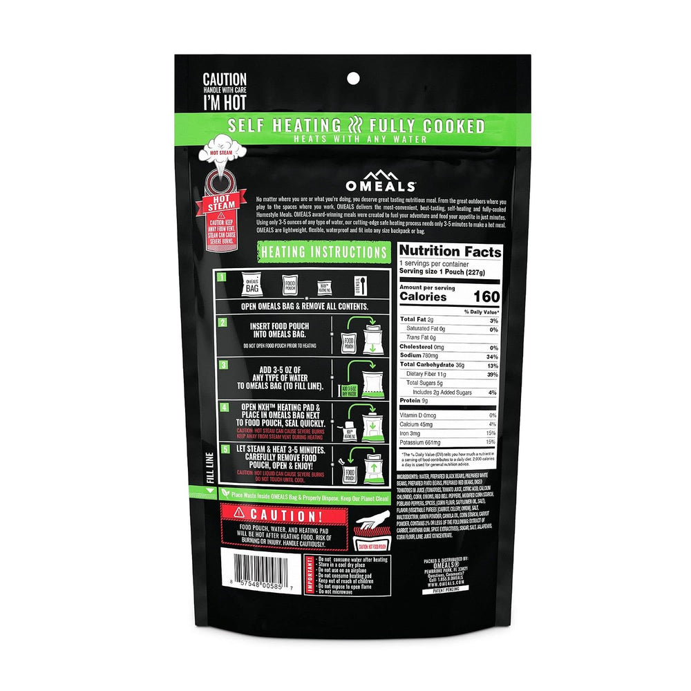 OMEALS Vegetarian Chili-MRE-Extended Shelf Life-Fully Cooked w/Heater-Perfect...