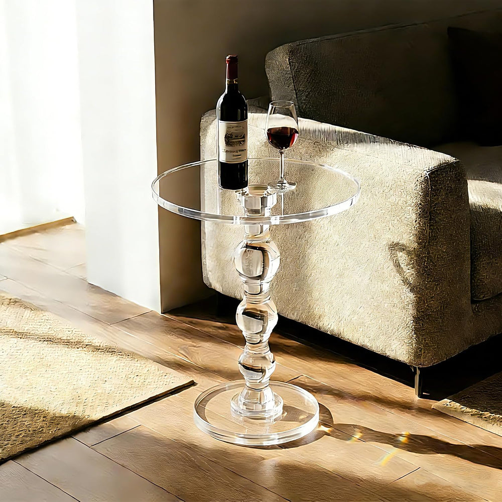 Acrylic Side Table, Acrylic end Table, Clear Small Round Side/End Tables with...