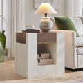 OKD 24" Wide Modern Nightstand, Wood Night Stand with Charging Station & Hidden Drawer, Side Table Bedroom with Storage Shelf, End Table, Antique White