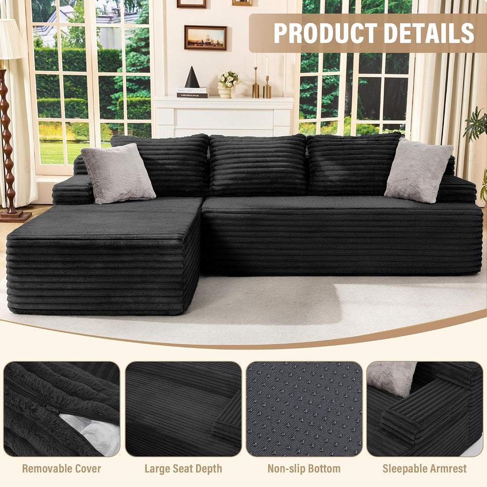Hobestluk Couch Modular Sectional Sofa L-Shape Lounge Cloud Couch | Memory Fo...