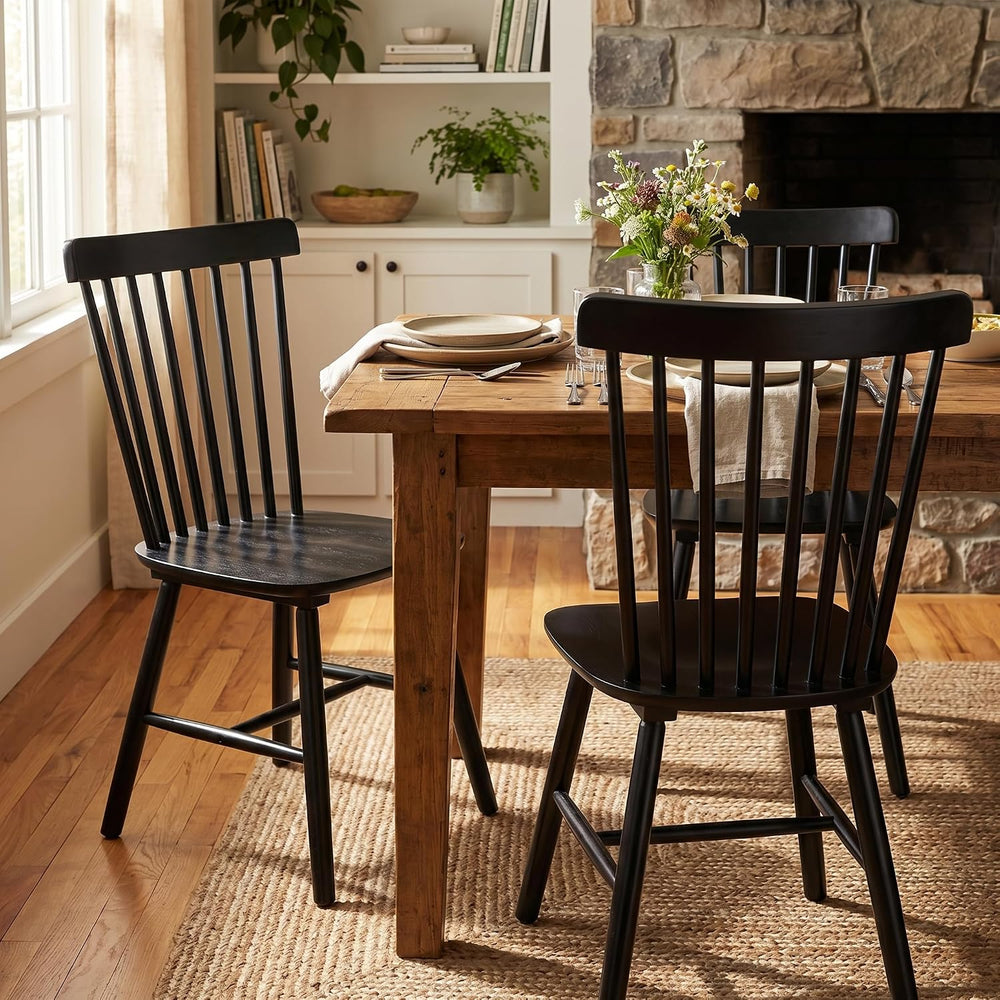 Windsor Dining Chairs Set of 2, Spindle Back Wooden Chairs