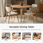 Acanva 47" Small Round Dining Table for 4 Person, MDF Top and Sturdy Wood Base Structure, Modern Design for Kitchen, Compact Space & Apartment, Light Oak