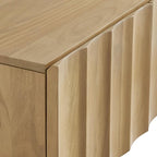 Modway Sorren 54 Inch Scalloped TV Stand in Natural – 3 Door Media Console Cabinet – Modern Storage TV Stand with Doors