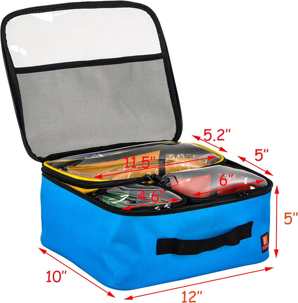 4-piece Kids Toy Storage Organizer Set Bag for Toy Building Bricks with See Through Clear TPU Top, Small Toy Packing Cube Bags, Clean Up Container case(blank pattern)