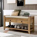 39″ Storage Bench with Cushioned Seat and Drawers,Multipurpose Wooden Entryway Ottoman,Hidden Compartment Organizing Shoe Rack,for Bedroom Hallway Porch,Old Pine