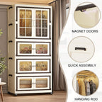 SunSettler Storage Cabinets with Lids, Stackable Storage with Wheels, Collapsible Storage with Doors, Home Office Dorm Organizer Essential