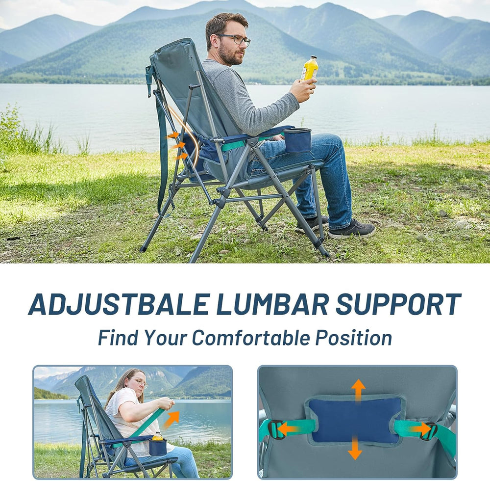Timber Ridge Oversized Camping Chair with Lumbar Support, Portable Folding Ch...