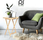 PJ Wood - Rectangular Folding TV Trays Set - Natural 6-Piece | Solid Construction, 14.57 in W x 19.09 in L x 26 in H, Compact Storage, Flat Tabletop, Modern Style