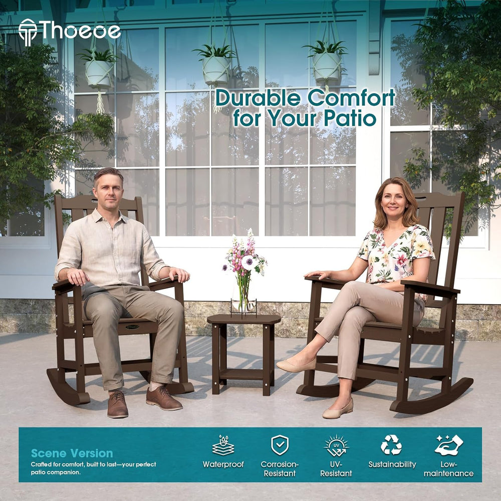 THOEOE Outdoor Rocking Chairs Set of 2, Oversized Patio Rocking Chair | HDPE ...