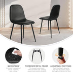 CangLong Black Dining Chairs, Modern Faux Leather Upholstered Kitchen Chairs Armless Accent Chairs with PU Leather Backrest & Metal Legs for Dining, Living & Meeting Room, Set of 4