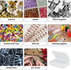 8 Pcs Small Plastic Case, 4x3x1 Inch Mini Plastic Storage Containers Box with Lid, Clear Rectangle Box Organizer for Collecting Small Items, Beads, Jewelry, Cards, Crafts