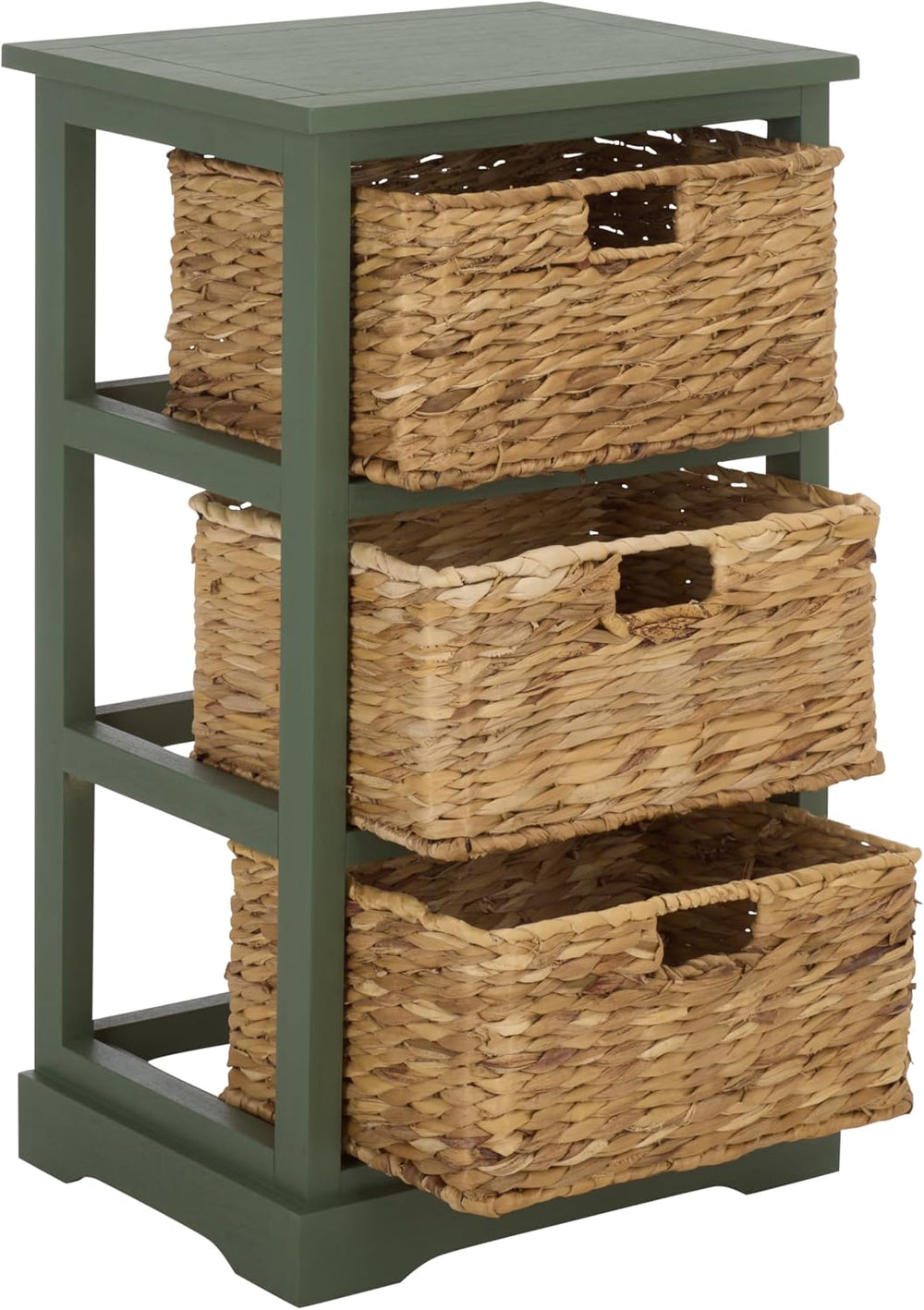 SAFAVIEH Furniture - Halle 3-Basket Side Table - Dusty Green - Solid Wood - C...