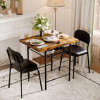 VINGLI Dining Table Set for 2, Small Kitchen Table Set with Upholstered Chairs, 3-Piece Dining Set with Storage Rack, Wood Dining Room Set with Metal Legs for Small Spaces, Living Room, Rustic Brown