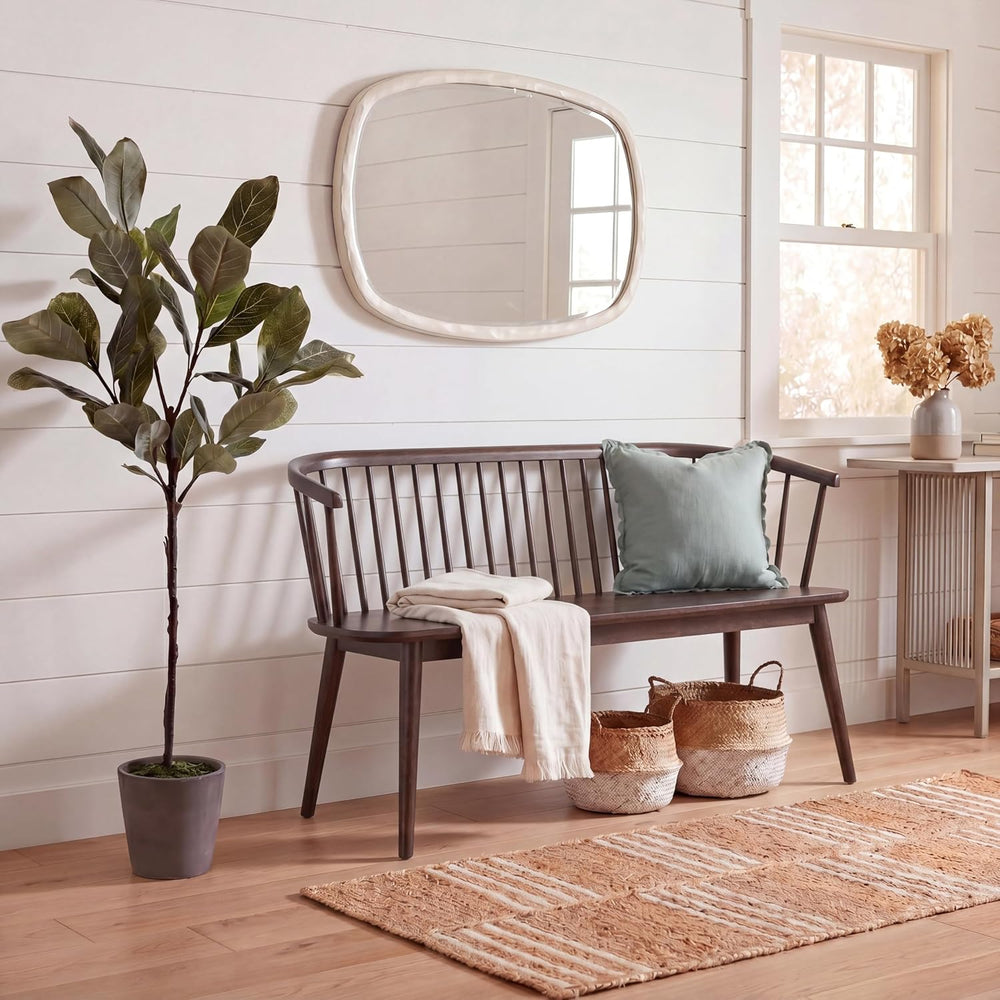 SAFAVIEH Furniture - Blanchard Spindle Bench - Dark Walnut - Solid Wood - Cla...