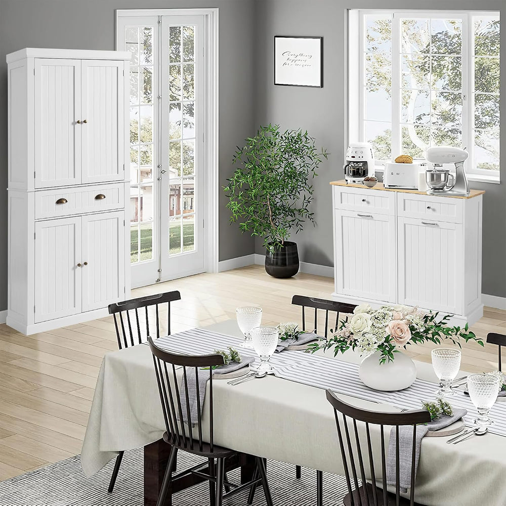 KIGOTY 72" Tall Kitchen Pantry Cabinet with Drawer and 4 Adjustable Shel...