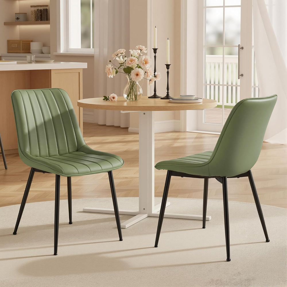 VASAGLE Dining Chairs Set of 2, Upholstered Kitchen Chairs, PU Leather | Stee...