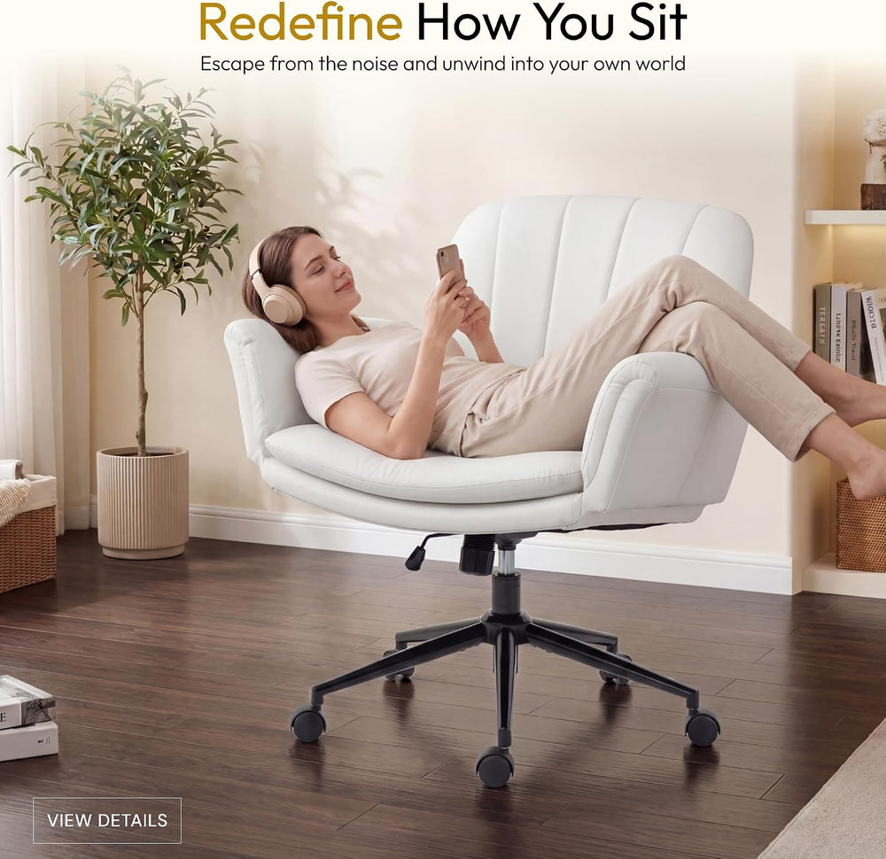 Dowinx Criss Cross Chair with Five-Level Adjustable Arms and Wheels - Comfort...